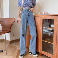 Women's High-waisted Ripped Jeans-Kawaiifashion