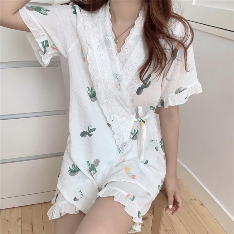 Women's Japanese Lace Loose Ruffles Pajamas-Kawaiifashion