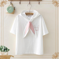 Kawaiifashion T-shirts imprimés de lapin à lacets Kawaii pour femmes avec capuche