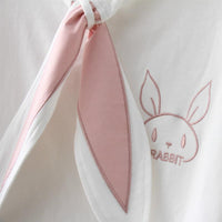 T-shirt stampate con coniglio con lacci e orecchie da coniglio Kawaiifashion da donna con cappuccio