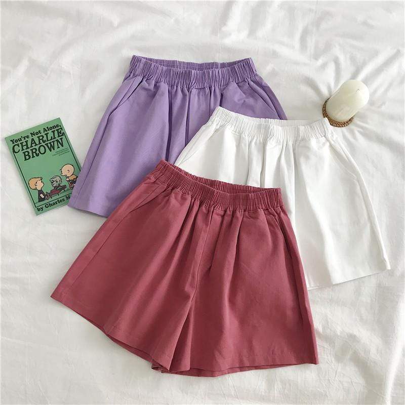 Women's Kawaii Candy Color Loosed Daily Shorts-Kawaiifashion