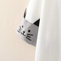 Kawaiifashion T-shirts à manches trois-quarts avec couture de visage de chat Kawaii pour femme