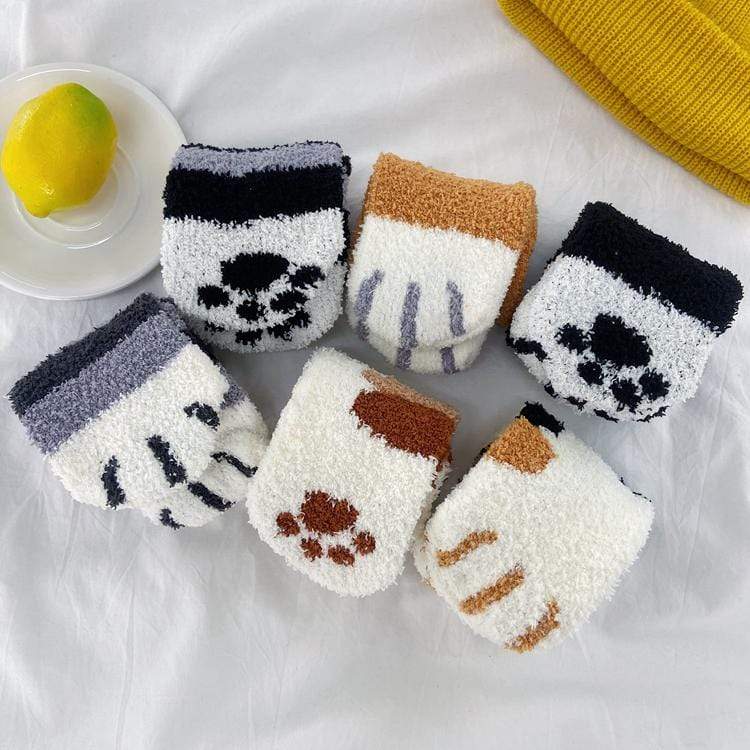 Kawaiifashion Women's Kawaii Cat-pad Velet Winter Stockings（set of 3)