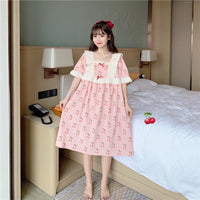 Женская пижама с кружевными оборками и кружевным принтом Kawaii Cherry One Set-Kawaiifashion