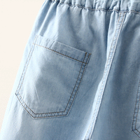 Kawaiifashion Women's Kawaii Chi Embroidered Cropped Jeans With Drawstring Elastic