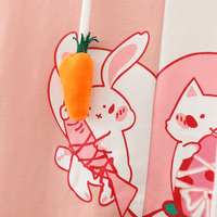 Женские толстовки с капюшоном Kawai Contrast Color с принтом кошки и кролика Kawaiifashion