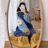 Kawaiifashion Women's Kawaii Contrast Color Wool-like Winter Nightdresses/Pajamas With Bowknot