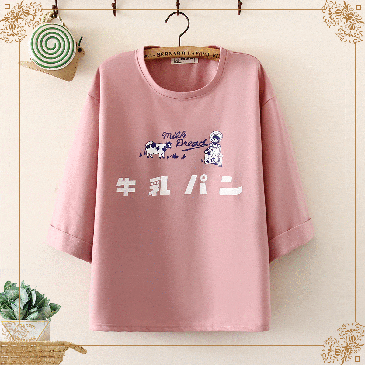 T-shirt stampate giapponesi e mucca Kawaiifashion da donna