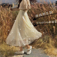 Женские многослойные юбки Kawaii с вышивкой перьями-Kawaiifashion