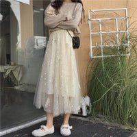 Женские многослойные юбки Kawaii с вышивкой перьями-Kawaiifashion