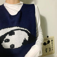 Kawaiifashion Gilet da donna in maglia corta in puro colore Kawaii Panda