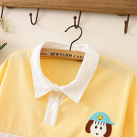 Kawaiifashion Kawaii Polo Collar Girl T-shirts de couleur contrastée brodés