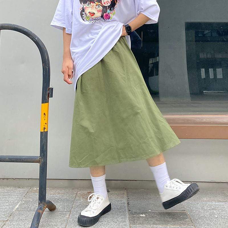 Women's Kawaii Pure Color A-line Skirts-Kawaiifashion