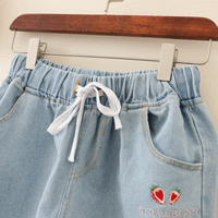 Kawaiifashion Women's Kawaii Strawberry Embroidered Loose Short Jeans