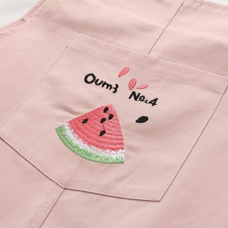 Kawaiifashion Women's Kawaii Watermelon Embroidered Pocket Slip Overalls