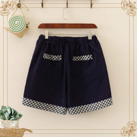 Kawaiifashion Damen-Shorts mit Aufschlag, Kawaii Weasel-Stickerei