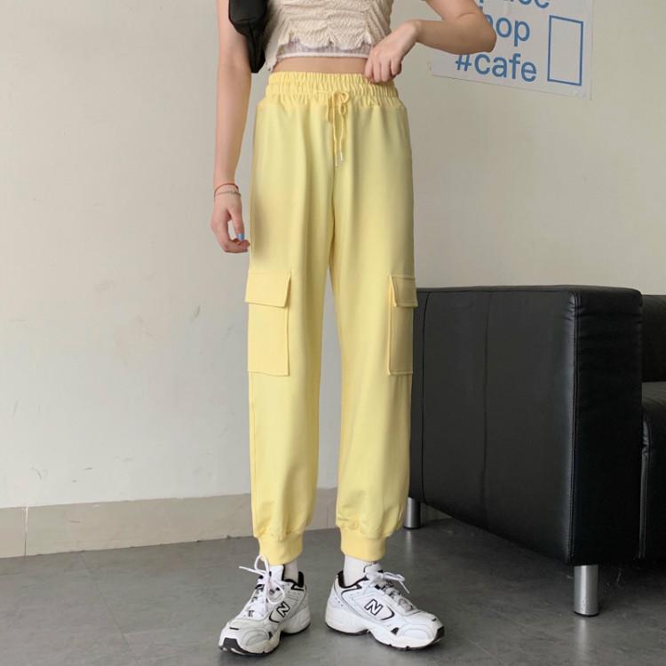 XNUMXつの大きなポケットが付いた女性の韓国ファッションパンツ-かわいいファッション
