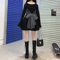 Kawaiifashion, vestidos negros de moda coreana para mujer con volantes de malla, Tops deslizantes