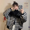 Kawaiifashion Women's Korean Fashion Contrast Color Large Lapel Houndstooth Coats