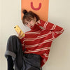 Kawaiifashion Women's Korean Fashion Contrast Color Striped Tander Collar Sweaters