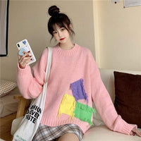 Kawaiifashion женские корейские модные свитера контрастного цвета