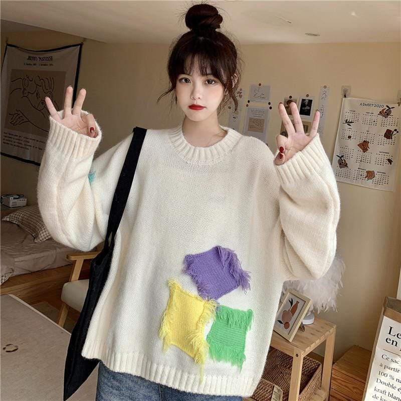 Kawaiifashion женские корейские модные свитера контрастного цвета