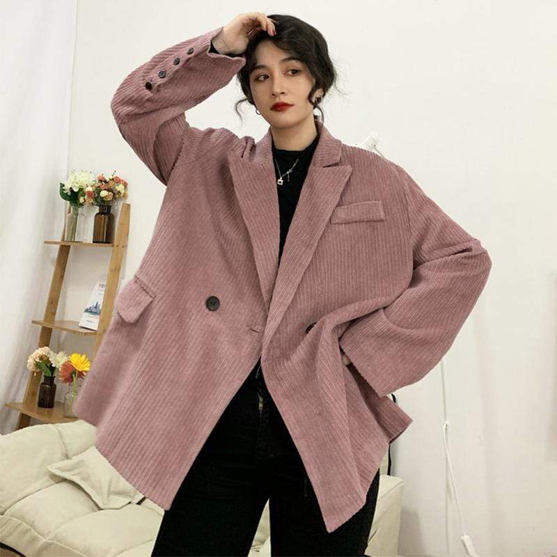 Women's Korean Fashion Corduroy Long Coats