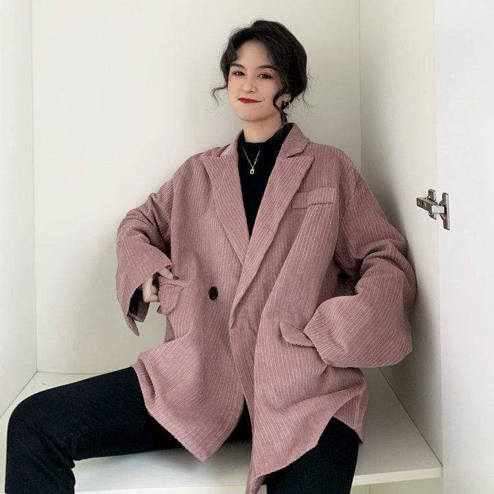 Manteaux longs en velours côtelé de mode coréenne pour femmes