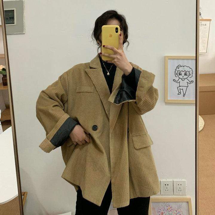 Manteaux longs en velours côtelé de mode coréenne pour femmes