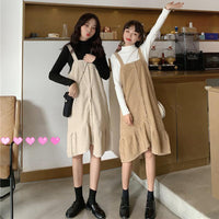 Robes salopettes en velours côtelé de la mode coréenne pour femmes
