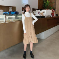 Women's Korean Fashion Corduroy Overall Dresses-Kawaiifashion
