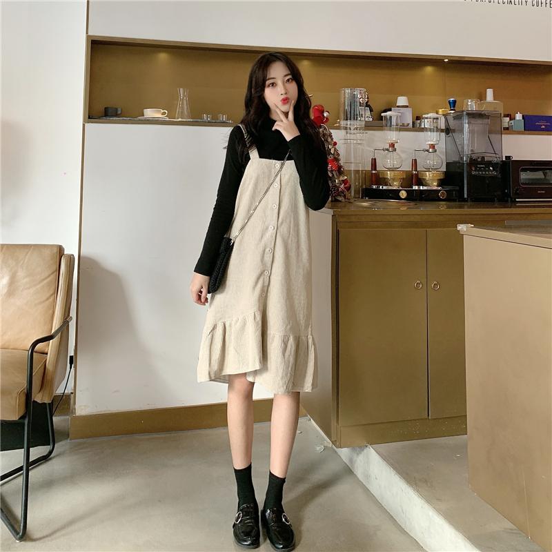 Women's Korean Fashion Corduroy Overall Dresses-Kawaiifashion