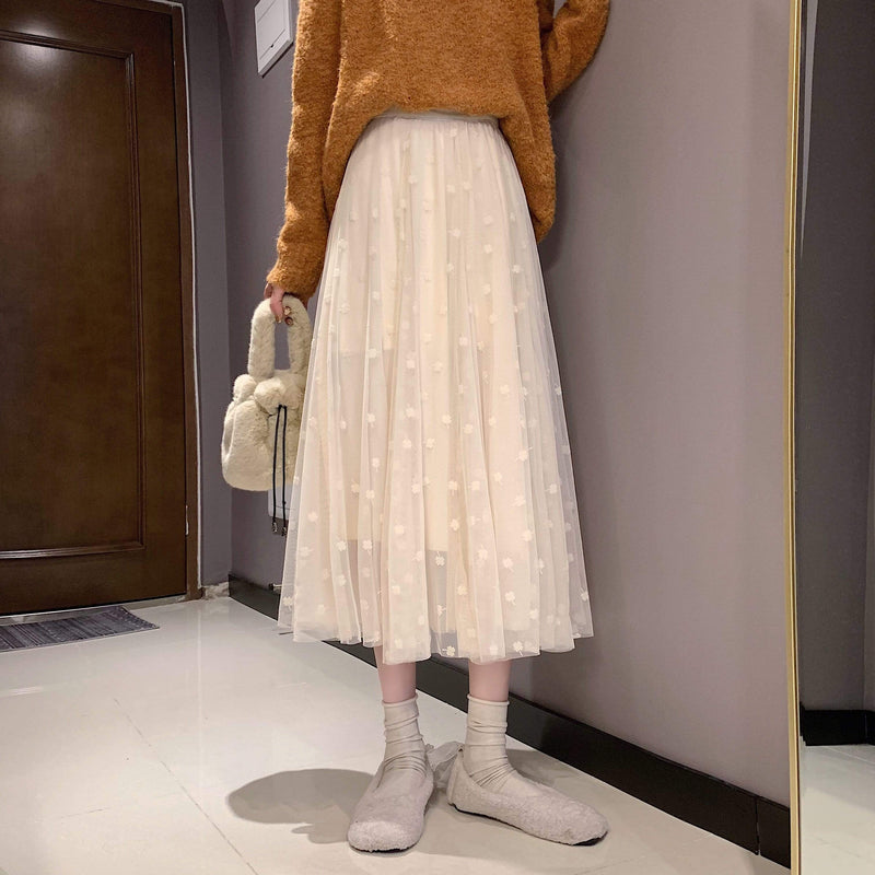 Kawaiifashion Women's Korean Fashion Dots Mesh Skirts