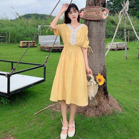 Vestidos de empalme con cordón de moda coreana para mujer-Kawaiifashion