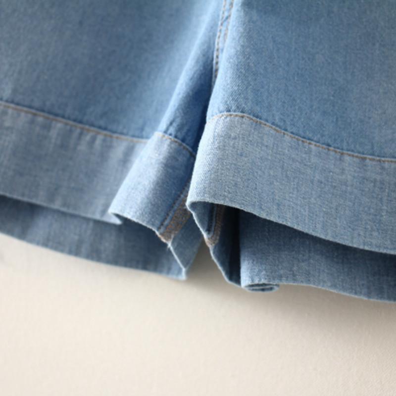 Kawaiifashion Women's Korean Fashion Elastic Short Jeans With Bowknot Drawstring 