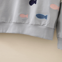 Kawaiifashion レディース韓国ファッション魚刺繍パッド巾着パーカー