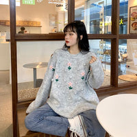 Kawaiifashion Chandails lâches de couleur pure à la mode coréenne pour femmes