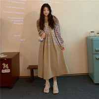 Vestidos generales de cintura alta de moda coreana para mujer con dos bolsillos-Kawaiifashion
