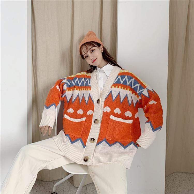 Cardigans Kintted de moda coreana para mujer con bolsillo-Kawaiifashion