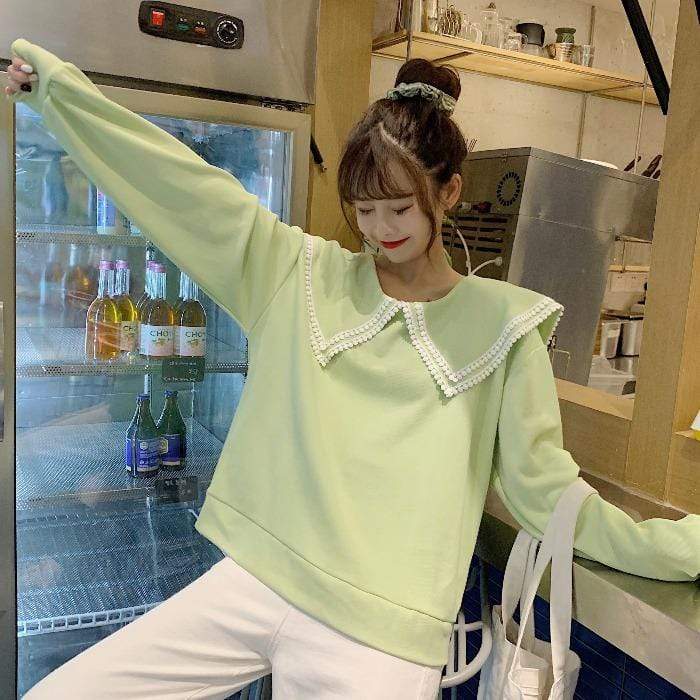 Women's Korean Fashion Large Lapel Sweaters  