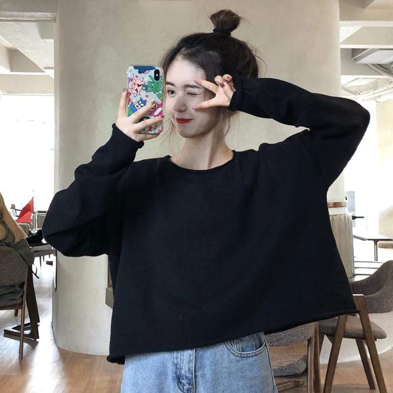 Women's Korean Fashion Long Sleeved Loose Shirts-Kawaiifashion