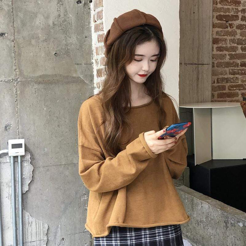 Women's Korean Fashion Long Sleeved Loose Shirts-Kawaiifashion