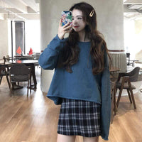 Camisas sueltas de manga larga de moda coreana para mujer-Kawaiifashion