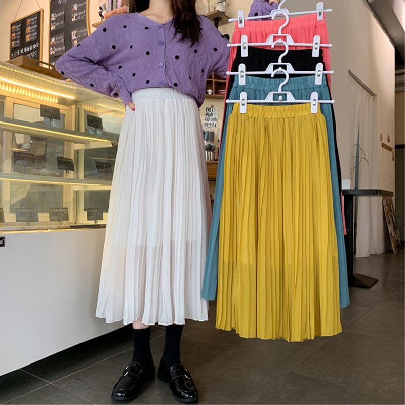 Jupes longues plissées à la mode coréenne pour femmes