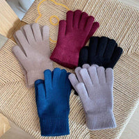 Kawaiifashion Gants de doigt de couleur pure pour femmes