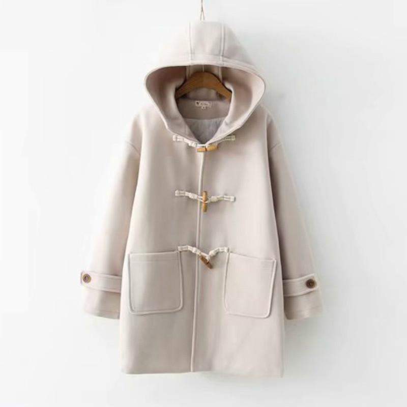Abrigos largos de invierno con capucha de Color puro a la moda coreana para mujer Kawaiifashion