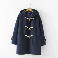 Abrigos largos de invierno con capucha de Color puro a la moda coreana para mujer Kawaiifashion