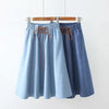 Kawaiifashion Women's Korean Fashion Pure Color Lace-up A-line Jean skirts
