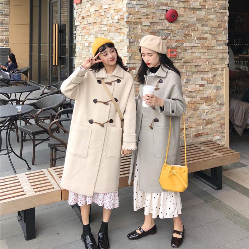 Abrigos largos Auntum de Color puro a la moda coreana para mujer Kawaiifashion
