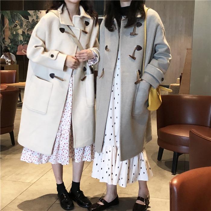 Kawaiifashion Women's Korean Fashion Pure Color Long Auntum Coats